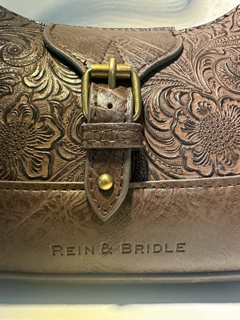 Rein & Bridle Brown Embossed Shoulder Bag NWT